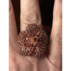 SG 925 Sterling Silver Pink Tourmaline Flower Ring SIZE-7